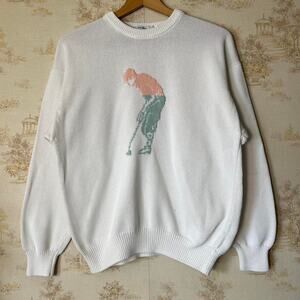 Vintage 90s Sansabelt Golf Jacquard Knit Sweater | Preppy | M